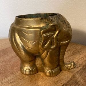 vintage handmade brass brush pencil cup holder accent miniature vase